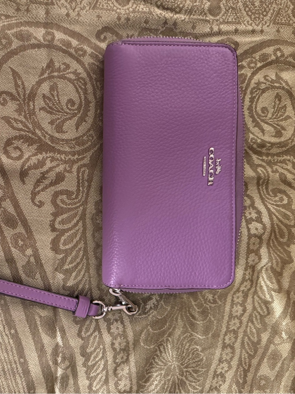 Coach Purple Pebbled Leather Zip Wristlet